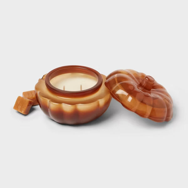 Lidded Glass Pumpkin Jar Candle